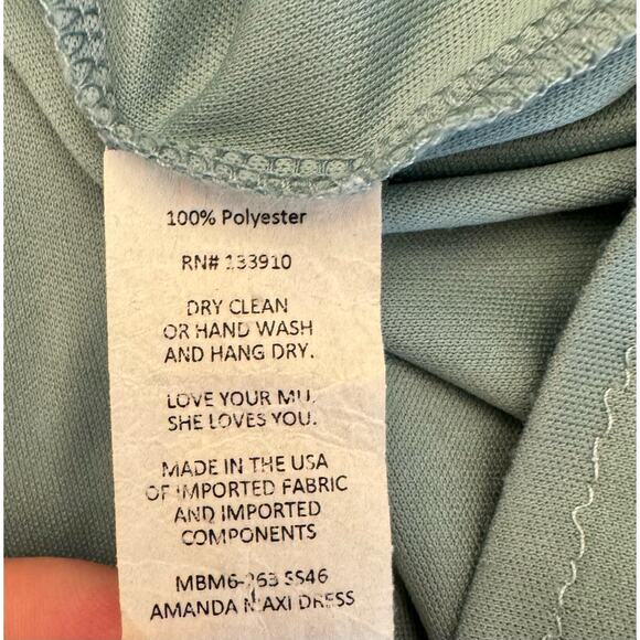 Show me your Mumu Amanda Halter Chiffon Maxi Dress Small Silver Sage Crisp Fairy - Picture 6 of 10